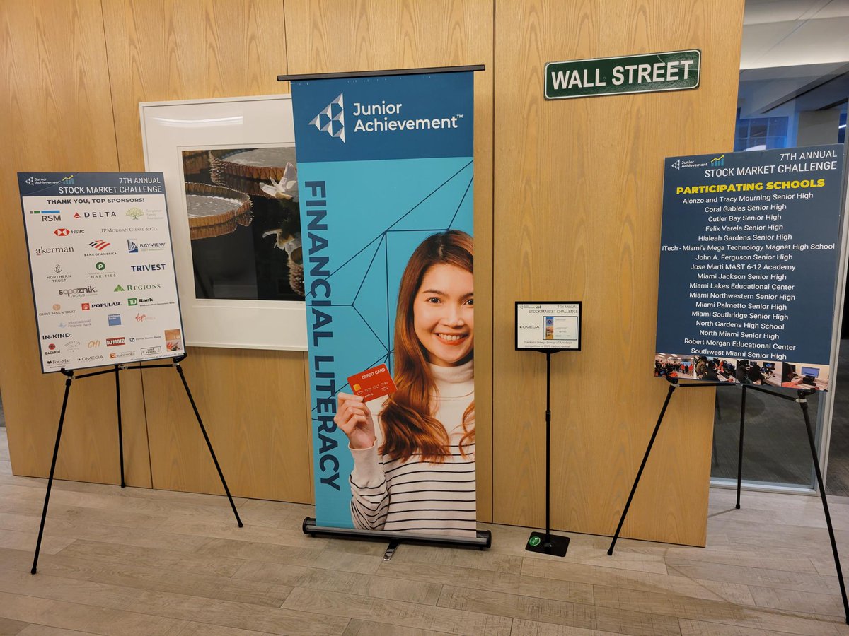 ja_miami's tweet photo. Wall Street is visiting Miami this week, at the 7th Annual JA Stock Market Challenge! Nearly 200 high schoolers will compete in our stock market simulation at Akerman, followed by a special trading competition for our corporate sponsors!!! #iamja #jasmc #stockmarket #education https://t.co/M7biahw7IC