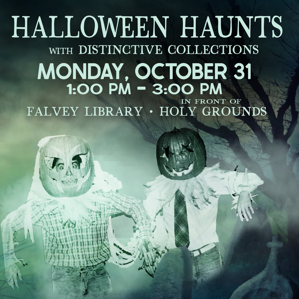 FalveyLibrary's tweet photo. Ghosts and Witches and Creatures of Fright,
Don’t miss the call of Halloween Night!
Come One, Come All in Threads of the Season,
Join us for Some Haunting Snacks and Witches’ Brew,
And celebrate Distinctive Collections Annual Halloween Event! https://t.co/wkbnI4K7AA