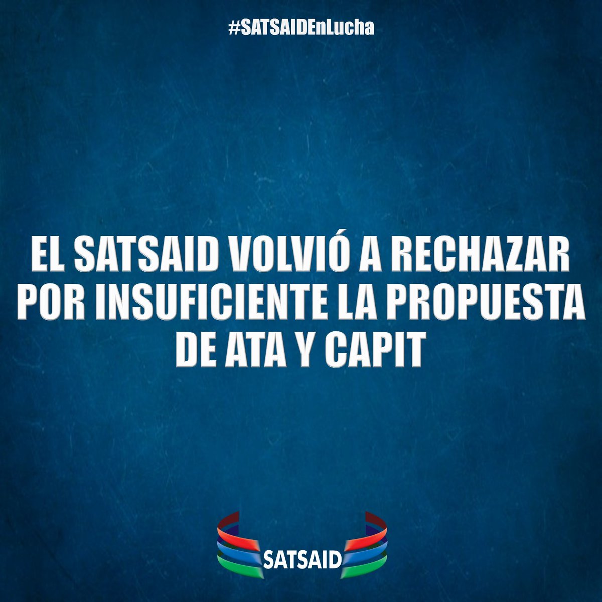 SATSAIDnacional's tweet photo. 🇬🇲 ⚠️ EL SATSAID VOLVIÓ A RECHAZAR POR INSUFICIENTE LA PROPUESTA DE ATA Y CAPIT

Leé la nota completa en nuestra web 👇
https://t.co/3rmoYy32BL https://t.co/cssSm5jW2y