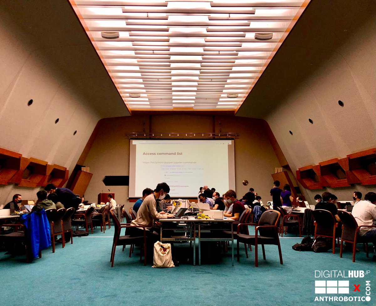 ANTHROBOTIC's tweet photo. #ROSCON 2022: DAY 0 - WORKSHOPS
With DAY 1 about to begin, a quick look at yesterday’s packed workshops. 

NOTE:
Sound of a large room full of @leggedrobot’s Mini Puppers slowly coming to life: Recommended!
• • •
#ROS #ROSCON2022 #ROBOTS #JAPAN  — @digitalhubjp x @anthrobotic https://t.co/fbsi7RJuuq