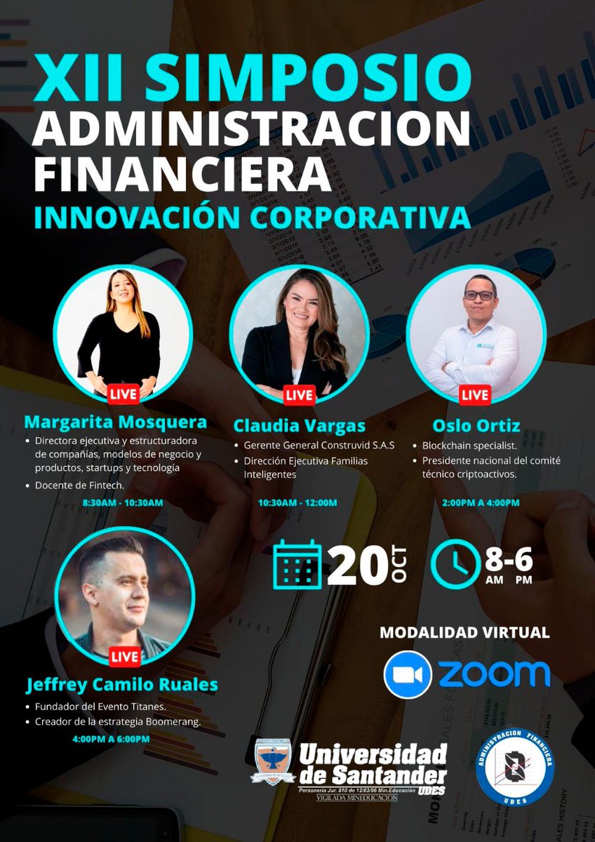 UDES_Valledupar's tweet photo. #UDESValledupar l Este jueves 20 de octubre el Programa de Administración Financiera realizara el Xll Simposio de Administración 'Innovación Corporativa' con reconocidos ponentes en esta disciplina #UDESigueFormando https://t.co/rNd8p1WsF1