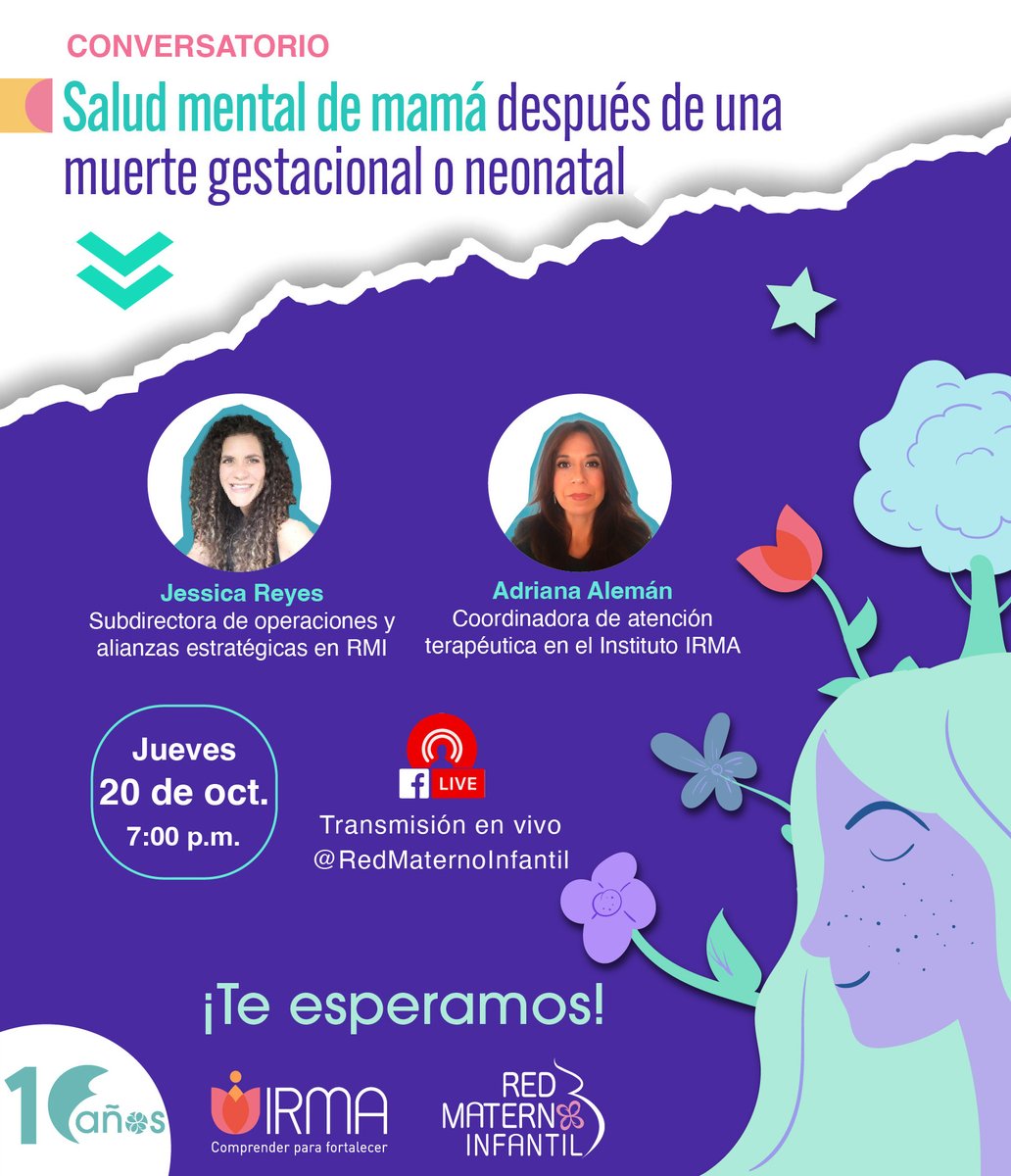📣 Te invitamos a nuestro conversatorio por 
🔴FB Live: "𝐒𝐚𝐥𝐮𝐝 𝐦𝐞𝐧𝐭𝐚𝐥 𝐝𝐞 𝐦𝐚𝐦𝐚́ 𝐝𝐞𝐬𝐩𝐮𝐞́𝐬 𝐝𝐞 𝐮𝐧𝐚 𝐦𝐮𝐞𝐫𝐭𝐞 𝐠𝐞𝐬𝐭𝐚𝐜𝐢𝐨𝐧𝐚𝐥 𝐨 𝐧𝐞𝐨𝐧𝐚𝐭𝐚𝐥", con  <a href="/IRMAac/">Instituto IRMA, AC</a> #pérdidagestacional
 🗓️ 20 de octubre / 7 p.m.
📍 facebook.com/RedMaternoInfa…