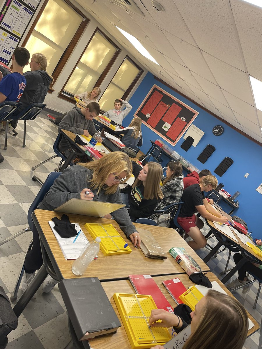 PCS_Pride's tweet photo. Algebra 2 students wrote linear equations in slope-intercept form and used peg boards to graph them. #HandsOnLearning #MathIsFun #EngagedLearners #BestTeachingPractices https://t.co/F6TZdsudau