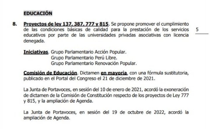 whuacasi's tweet photo. #Congreso | Incluyen en agenda dictamen para favorecer a 11 universidades privadas para licenciarse con menos exigencias (aplicando un modelo antiguo que ya no tiene vigencia).

En la segunda imagen, las universidades que serían beneficiadas: https://t.co/9ECswgG0xn