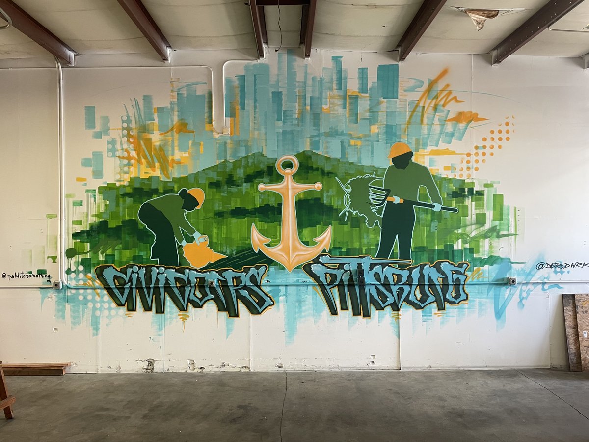 Civicorps's tweet photo. 🥂 IT'S OFFICIAL: celebrating at our new Job Training Satellite in @CityofPittsburgCA.  So thrilled to show off our new space and welcome community. Proud to showcase the local artists @deredwk &amp; @pablitosomething #Youth #GreenJobs #Conservation #LocalCorpsPride #CityofPittsburg https://t.co/XNb9RSGl1I