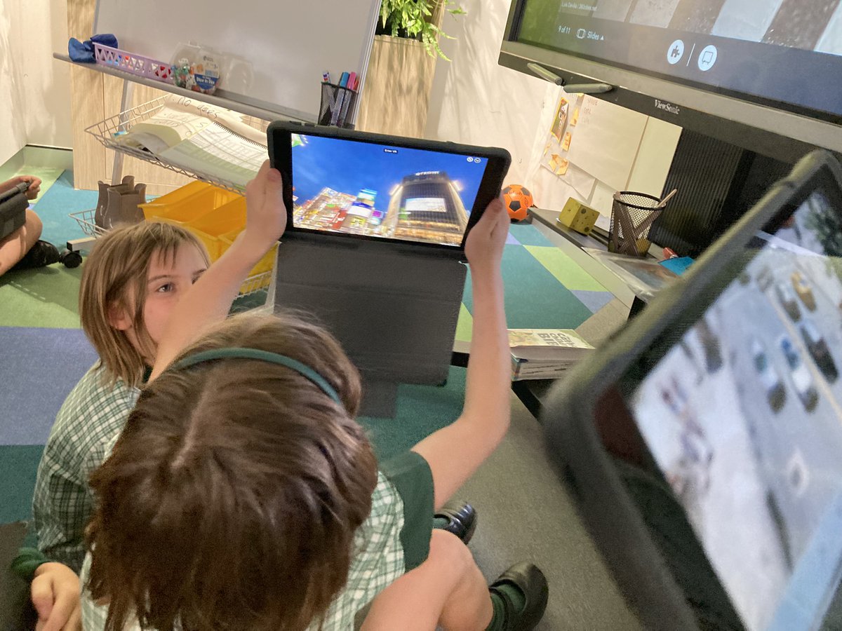 yr1derful's tweet photo. This morning in Year 1 we are having some fun using VR to visit some of the big cities in the world.  Authors use descriptions of what can be seen, heard, felt and smelt to set the scene and we are learning how to be great authors. https://t.co/uAGd8m88Fx
