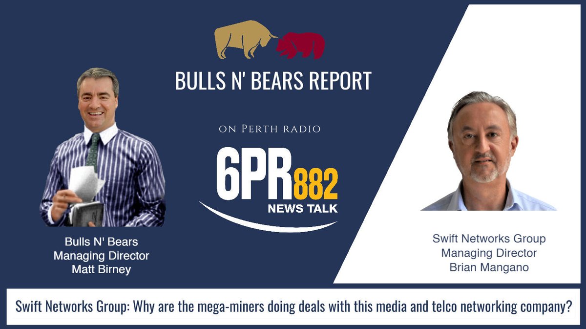 BullsNBearsWA's tweet image. Tune in to @6PR from 11:50am AWST to hear #SwiftNetworks MD Brian Mangano talk about Swift’s multi-million dollar deal to supply in-room media entrainment to Mineral Resources’ remote workers.

Click 6pr.com.au/tag/public-com… at 11:50am AWST (2:50pm AEDT).

$SW1 #BullsNBearsReport