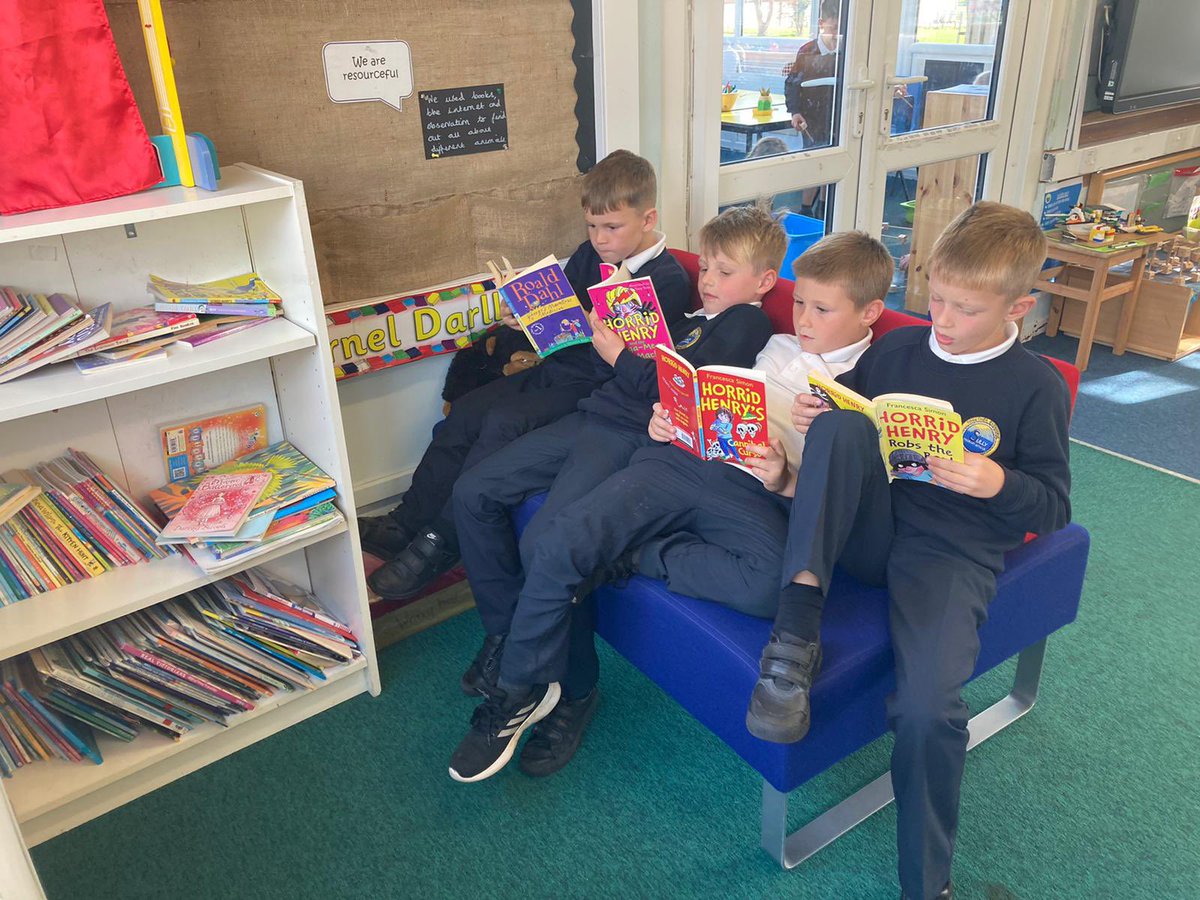 SullyPS's tweet photo. These boys have really got the reading bug! We snapped this when they had all snuggled onto the sofa to independently share a good book. What brilliant Sully stars!! #SPSyear2/3 #SPSLLC #SPSambitiouscapablelearners https://t.co/TfLPvHIvRx