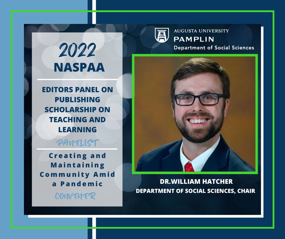 AUG_SocSci's tweet photo. This morning our DSS Chair is a panelist on the:
"Editors Panel on Publishing Scholarship on Teaching and Learning."
As a panelist, he will address the issue of how to engage and publish research on the scholarship of teaching and
learning in public administration.
#TeamDSS https://t.co/oX2brwuy8C