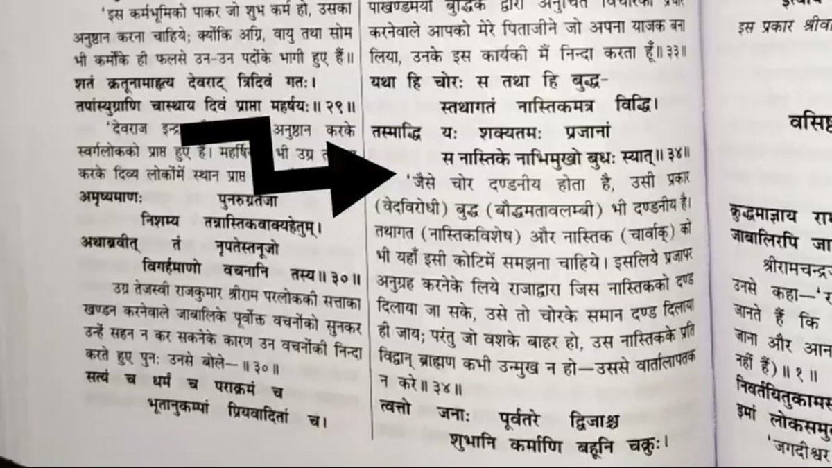 बाल्मीकि रामायण में बुद्ध का प्रमाण मिलता है जिससे सिद्ध होता है कि बुद्ध के बाद रामायण लिखा गया है।