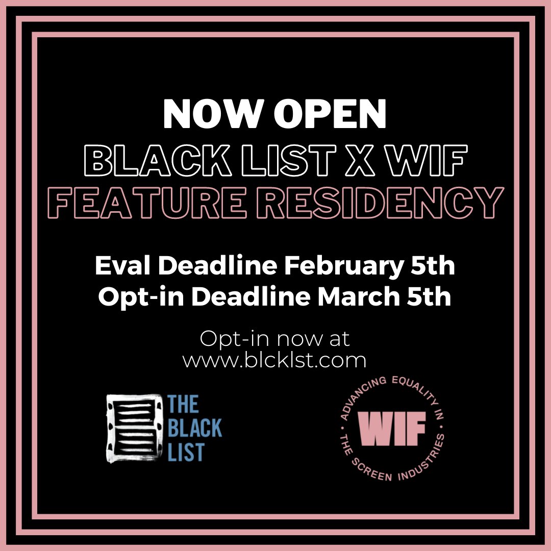 Submissions are NOW OPEN for the 2023 @WomenInFilm x Black List Feature Residency! Develop strong relationships with your cohort, get feedback from working screenwriters, and dig deeper into your script with guidance from @gointothestory. Learn more: bit.ly/3OBe0gJ