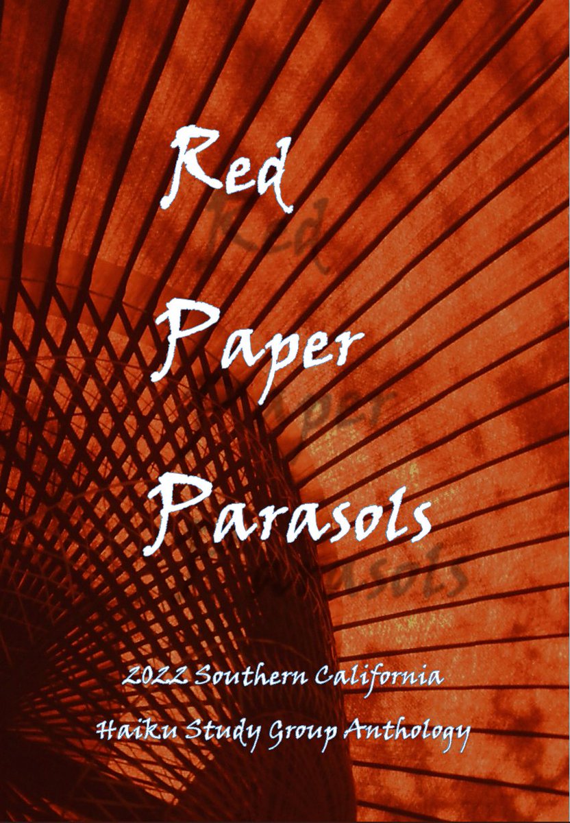 socalhaikusg's tweet photo. The COVER for our Southern California Haiku Study Group Anthology 2022 has been chosen! photo @MeherMcArthur cherry blossoms through red parasol, Kyoto  @kathabela @dkolodji https://t.co/fI8qnmkFI9