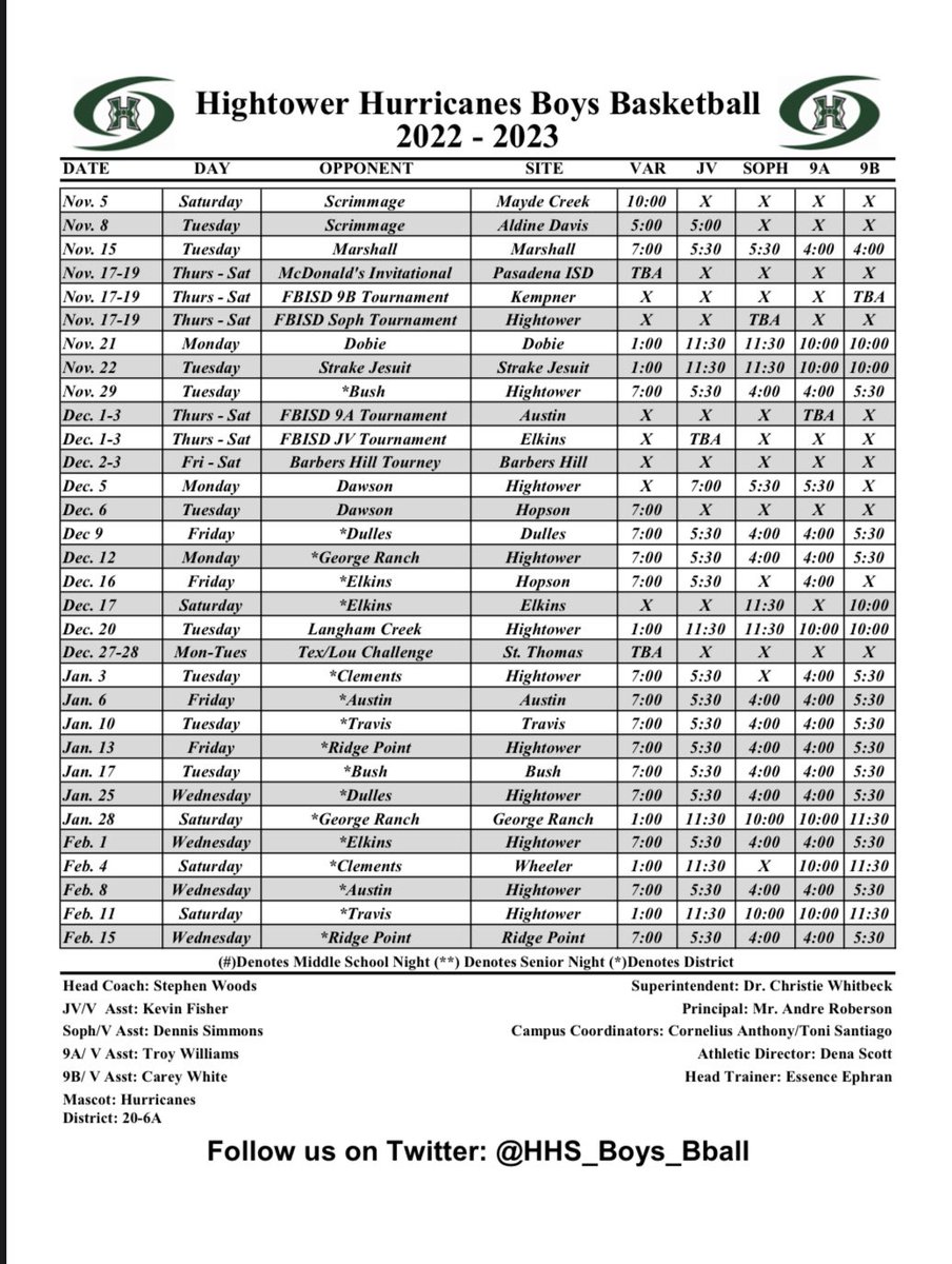 Mark your calendars… We hope to see you in the stands!  🤘🏽🏀🤘🏽