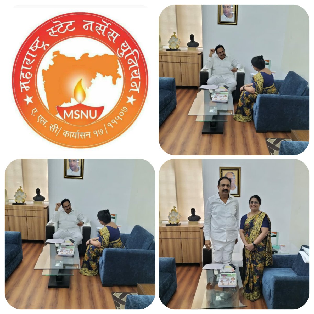 StateNurses's tweet photo. राष्ट्रवादी काँग्रेस पक्षाचे माजी मंञी व जेष्ठ नेते जयंत पाटील साहेब यांच्या सोबत राज्यातील परिचारिकांची कायमस्वरूपी पदभरती, पद निर्मिती, पदोन्नती तसेच खाजगी हाॅस्पिटल नर्सिंग स्टाफ आर्थिक शोषण व ईतर मागण्यांबाबत चर्चा तुर्की मॅडम जनरल सेक्रेटरी, महाराष्ट्र स्टेट नर्सेस युनियन. https://t.co/Y0uoYX3gOk