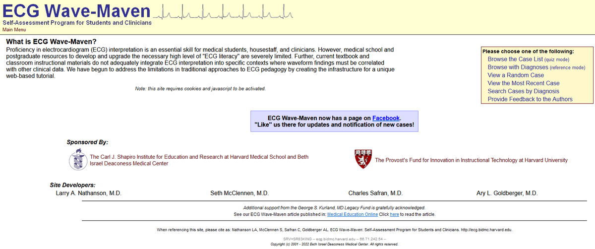 500'den fazla ECG stripi vaka sorusu olarak karşınızda. 
Harvard işi. 
Tüm stripleri PDF olarak indirip büyütme şansı var. 
ecg.bidmc.harvard.edu/maven/mavenmai…
