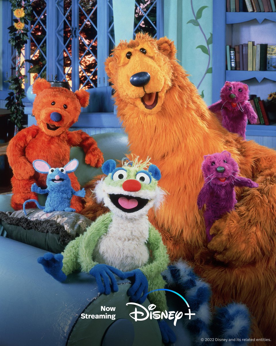 Disney's tweet photo. Welcome, welcome, welcome back to the Big Blue House! 🐻 💙 🏡 Join Bear, Tutter, Ojo, Treelo, Pip, and Pop in the beloved series Bear in the Big Blue House, now streaming only on @DisneyPlus. https://t.co/WDROkHa5hu