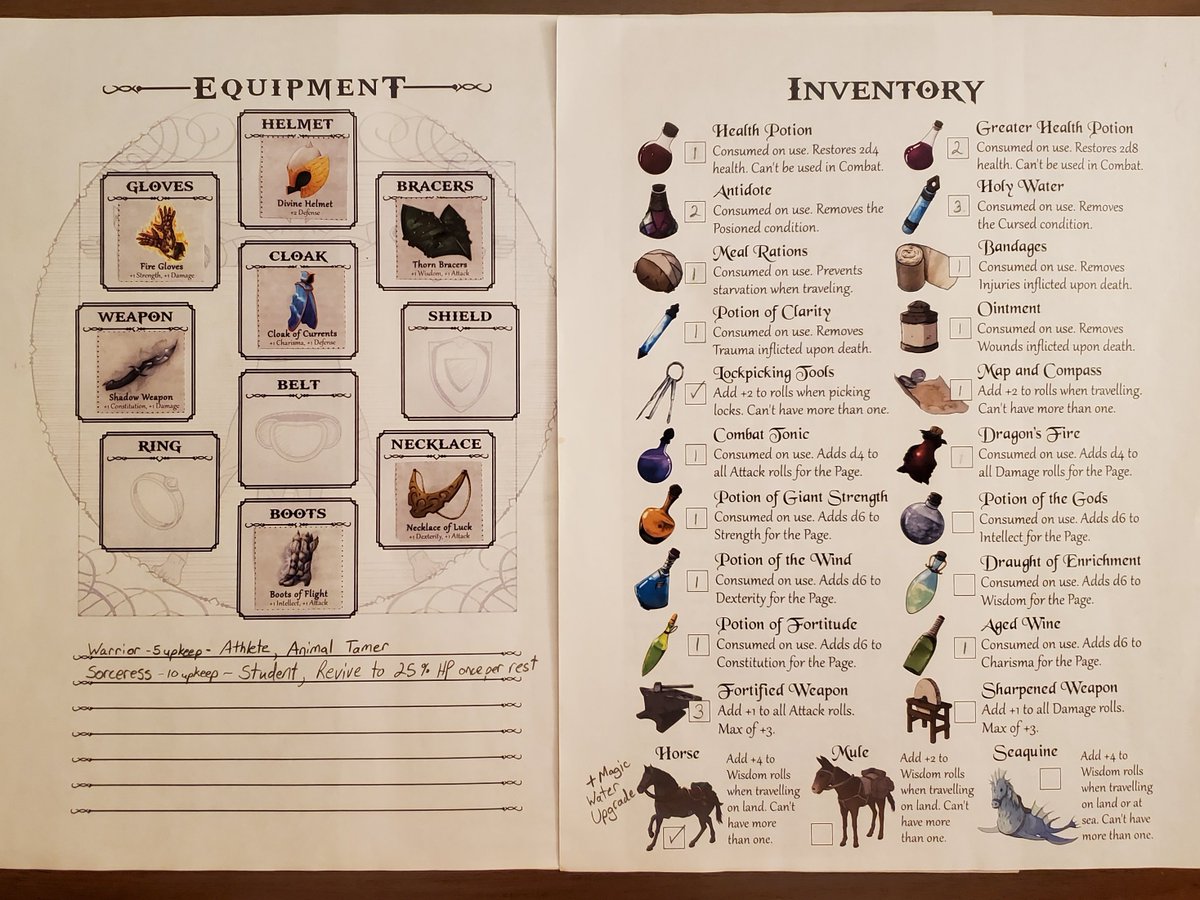 midashand's tweet photo. "Hmmmm, the boots are great, but I already have a pair I like... the ring looks good, but the shield is better. I guess I'm a full blown battlemage now. Not the career path I anticipated, but what can you do?"

#ttrpg #QuestCalendar @SundialGamesLLC https://t.co/qStnYoOi8N