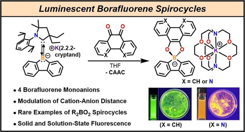 bhkenlo's tweet photo. Systematic Electronic and Structural Studies of 9-Carbene-9-Borafluorene Monoanions and Transformations into Luminescent Boron Spirocycles https://t.co/3TybWaRJf8 Wilson, Gilliard Jr., and co-workers @InorgChem #boron #borafluorene #spirocycles #luminescence https://t.co/vYogmvrDHH