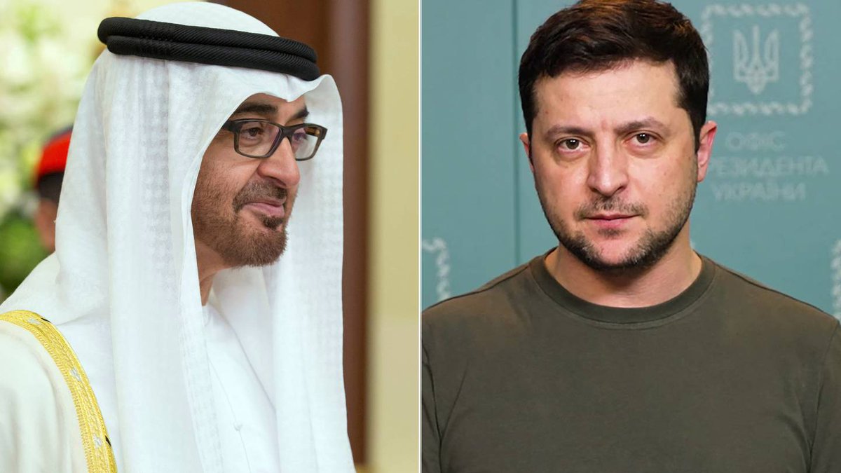 UAENews's tweet photo. President Sheikh Mohamed congratulates Volodymyr Zelenskyy on 30 years of UAE-Ukraine ties https://t.co/4BecYUYoeJ https://t.co/hvHHyThA4K