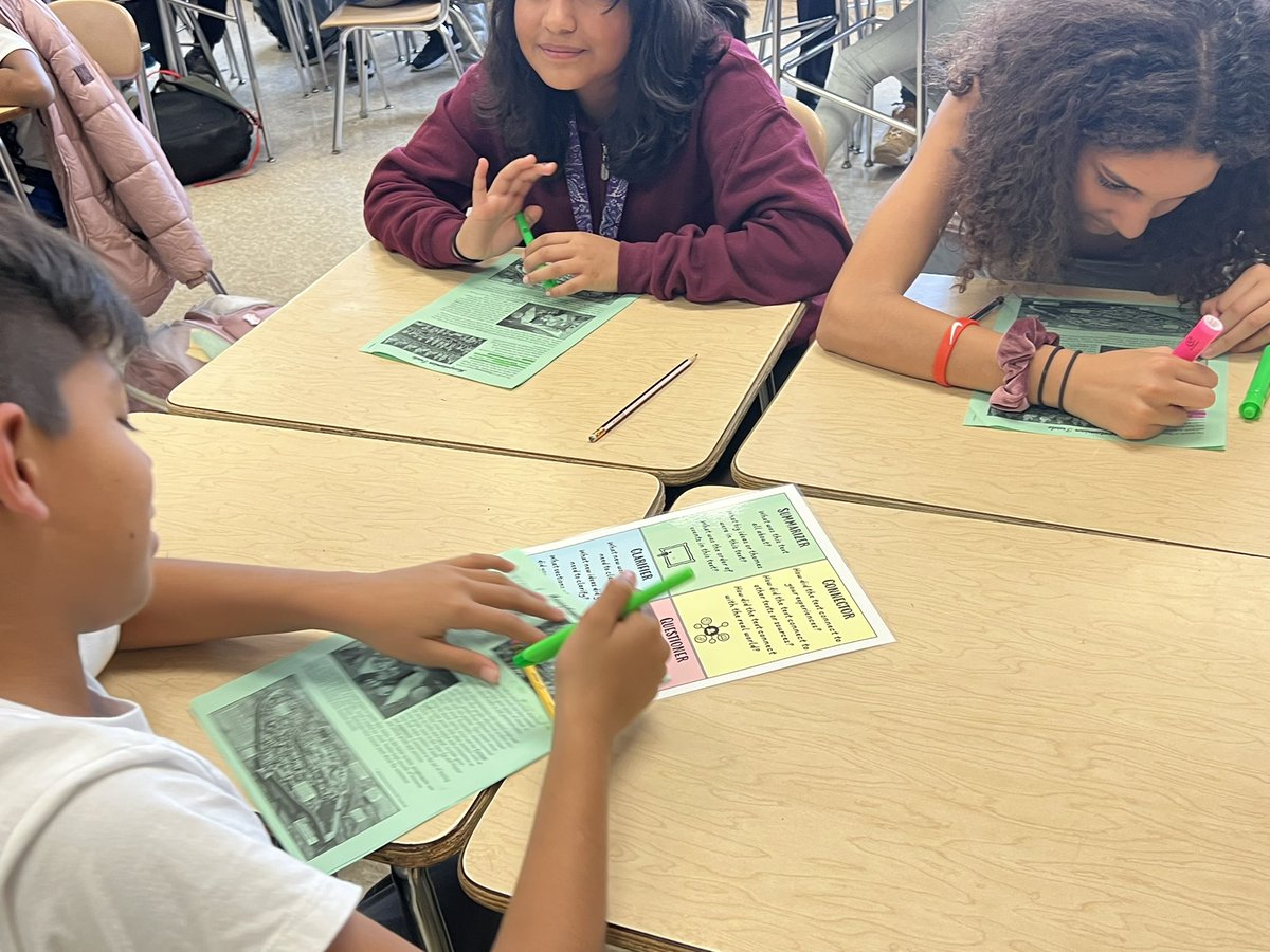 SchifferB's tweet photo. Students learning to interact with complex text - and each other- in an @BCPS_SocialSci class using Reciprocal Teaching.  The coaching from @ms_madigan and @RGoisovich already leading to improved comprehension of trade in Mesopotamia. @Drminuseducates @MrBillingslea @BCPS_ELA https://t.co/FYbyuOCEOX