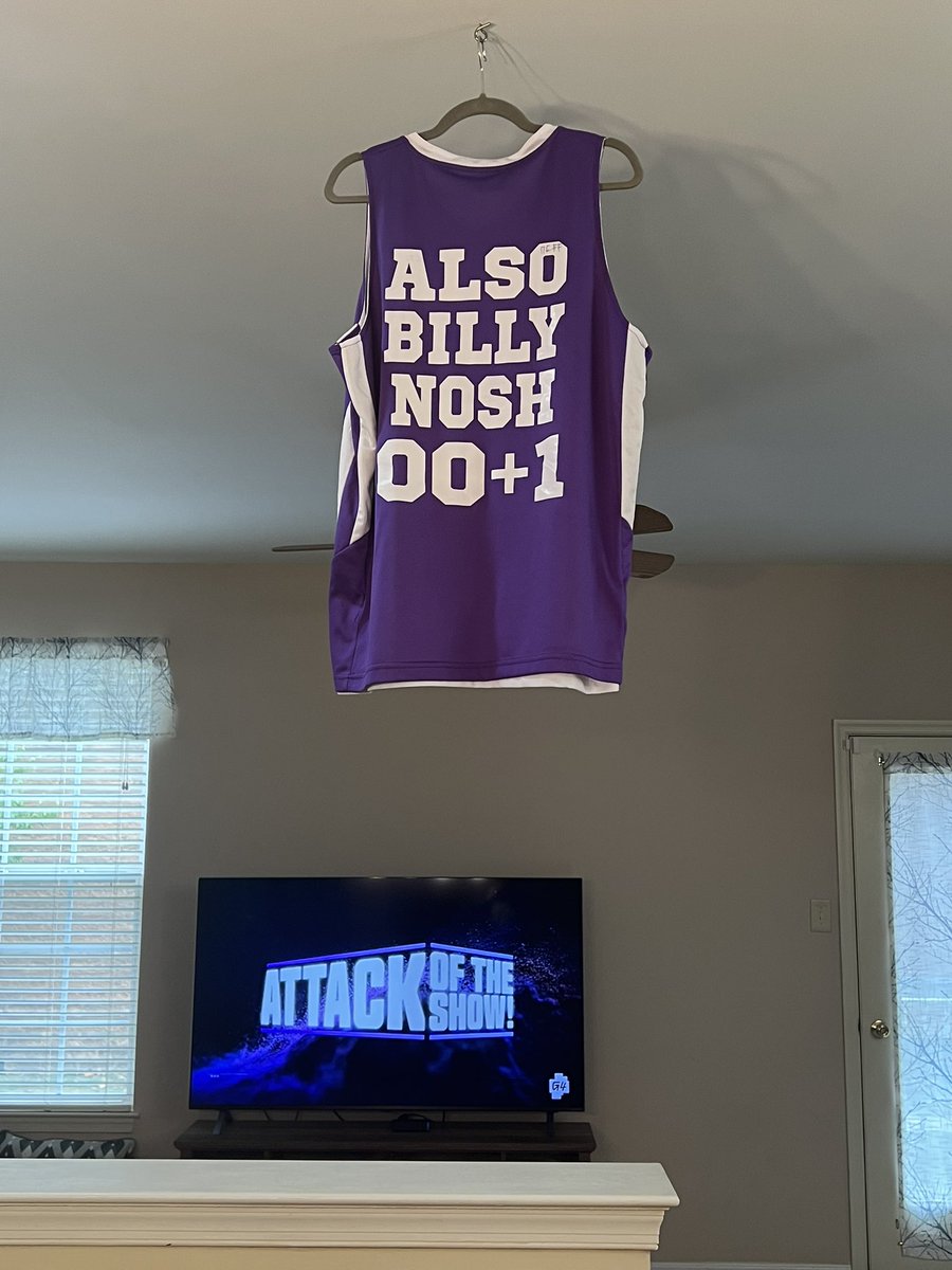 xSAINTNICKx's tweet photo. Officially Retiring my #BillyNosh jersey to the rafters. RIP again @G4TV, I hope you get the Futurama treatment and never die. #WeNeverStoppedGaming @kassemg @TheWillNeff https://t.co/BqO8xgD2mK