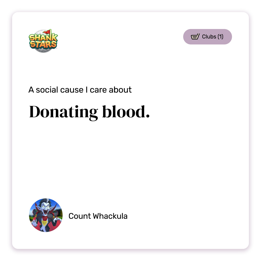 shankstarsgame's tweet photo. Meet Count Whackula. He likes drinking blood and long walks in the shade. Swipe right to see if it's a match! #Shankstars #golfgame #mobilegolf #mobilegaming https://t.co/Krhr3PlCSD