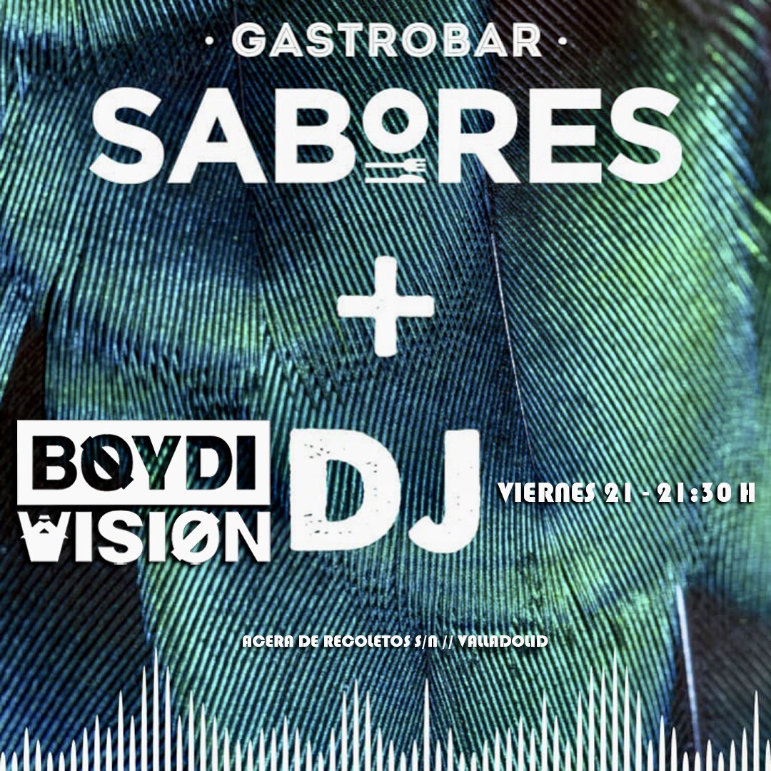 Este #viernes estaré amenizando la #cena en #gastrobarsabores ¿te apuntas?
#restaurante #valladolid #dj #musica #viernesnoche #aceraderecoletos #planazo #relax #pucela #djvalladolid #boydivisiondj #boydivision #dj #alternativemusic #ociovalladolid #seminci