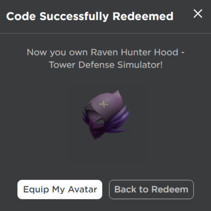 gospodindev on X: 💎Get an exclusive accessory Raven Hunter Hood with a Prime  Gaming subscription. ✨Having received it, you will become the owner of  in-game prizes in the game Tower Defense Simulator