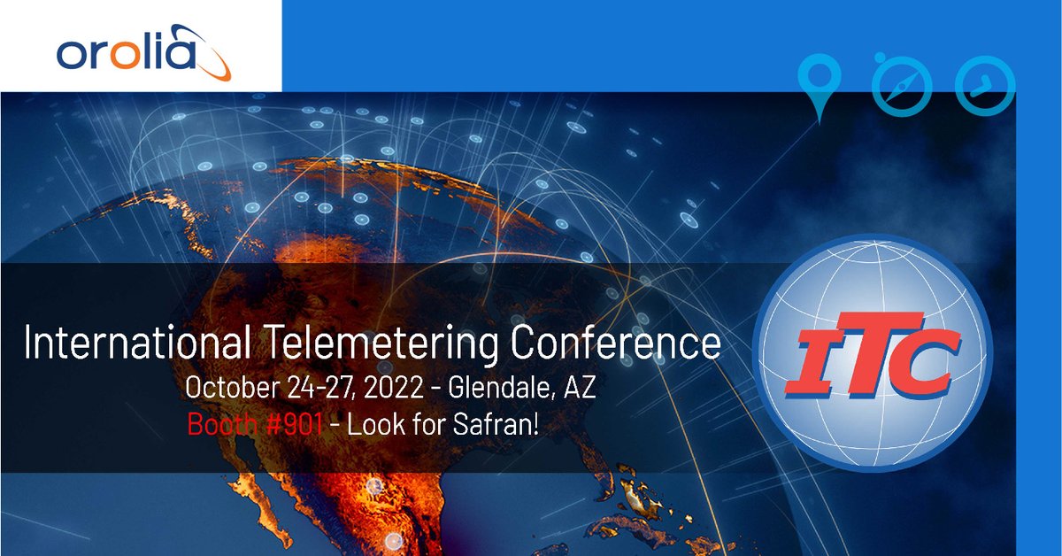 SafranNT's tweet photo. Join our team at the @SAFRAN booth #091 at the International Telemetering Conference in Gelndale, AZ October 24 β 27. β²οΈ
β‘οΈ To learn more: https://t.co/33ToA1OoLj
#OroliaEvents #ITC2022 #ResilientPNT #PNT #Timing #VersaPNT #VersaSync #WhiteRabbit #SecureSync #TSync https://t.co/eWattBovk0