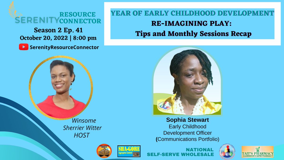 SerenityAdvisor's tweet photo. In this episode, Early Childhood Development Officer, Sophia Stewart shares Tips on Re-imagining Play and also provides a recap of the monthly sessions. Join us live on Thursday, October 20th.

#serenityresourceconnector #ECCJA #YECD2022 #ReImaginingPlay #12standardsmatter https://t.co/9JVCXJwNdp
