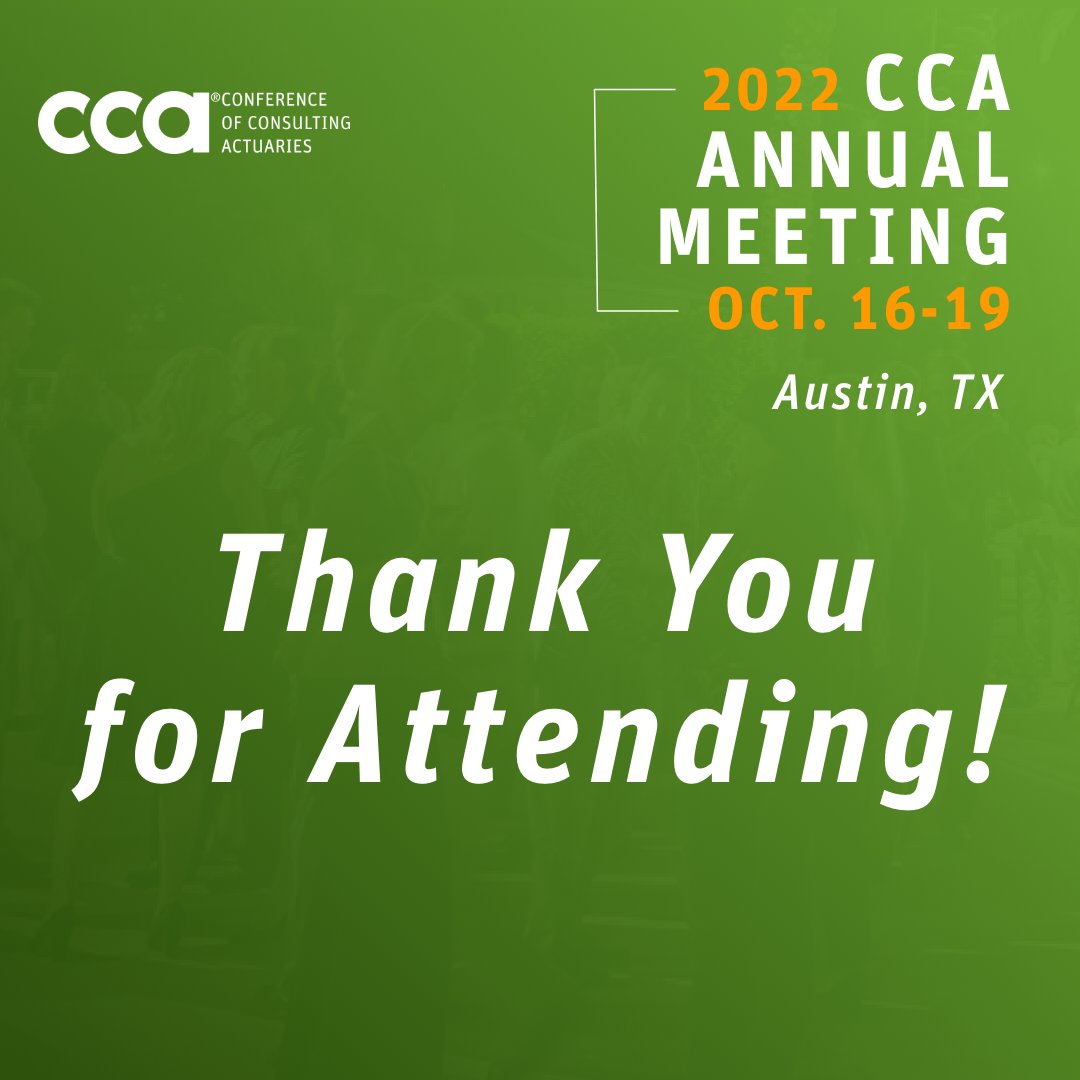 CCActuaries's tweet photo. Thank you to all of the actuaries that have joined us this year for the #CCA 2022 Annual Meeting! The 2022 program offered a blend of world class education and networking over four days of sessions and keynote presentations.

We hope to see you again next year!
#CCA2022AM #AM22 https://t.co/GlNqWaGI7y