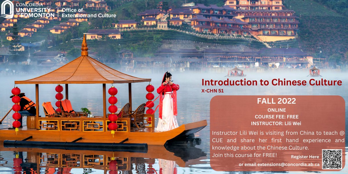 Want to expand your cultural knowledge? 
Check out the Introduction to Chinese Culture course that is offered to all for FREE this fall! 
#Concordia 
#YEG 
#personaldevelopment 
#Chinese