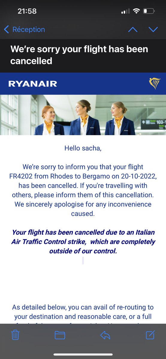 Satchke's tweet photo. Parfait ça 👌🏼 Vol annulé, out of control.. on allonge la somme de 1500€.. Merci @Ryanair @askryanair https://t.co/yi4mAg4Up0