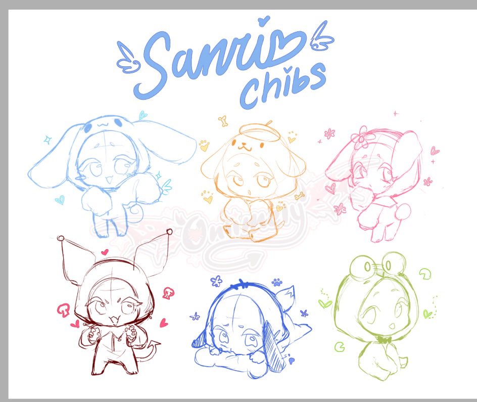 Hehe wip of new ych chibs I'm working on 👀 