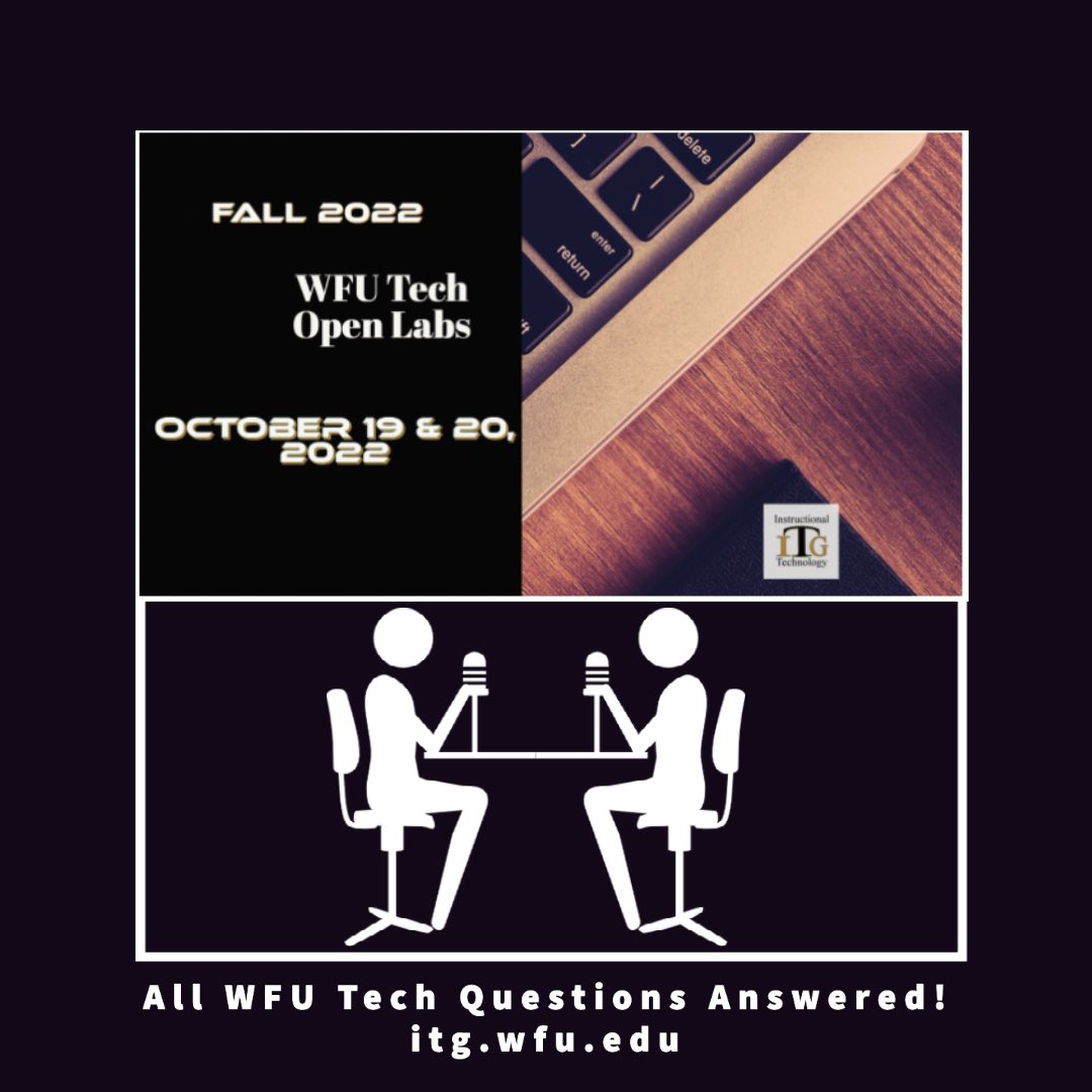 AdamFriedmanWFU's tweet photo. Do you have technology questions large or small? Come join us in our open labs; we are here to help! Go to https://t.co/3ROoGKWTAP join! https://t.co/wZidPRm5Ua