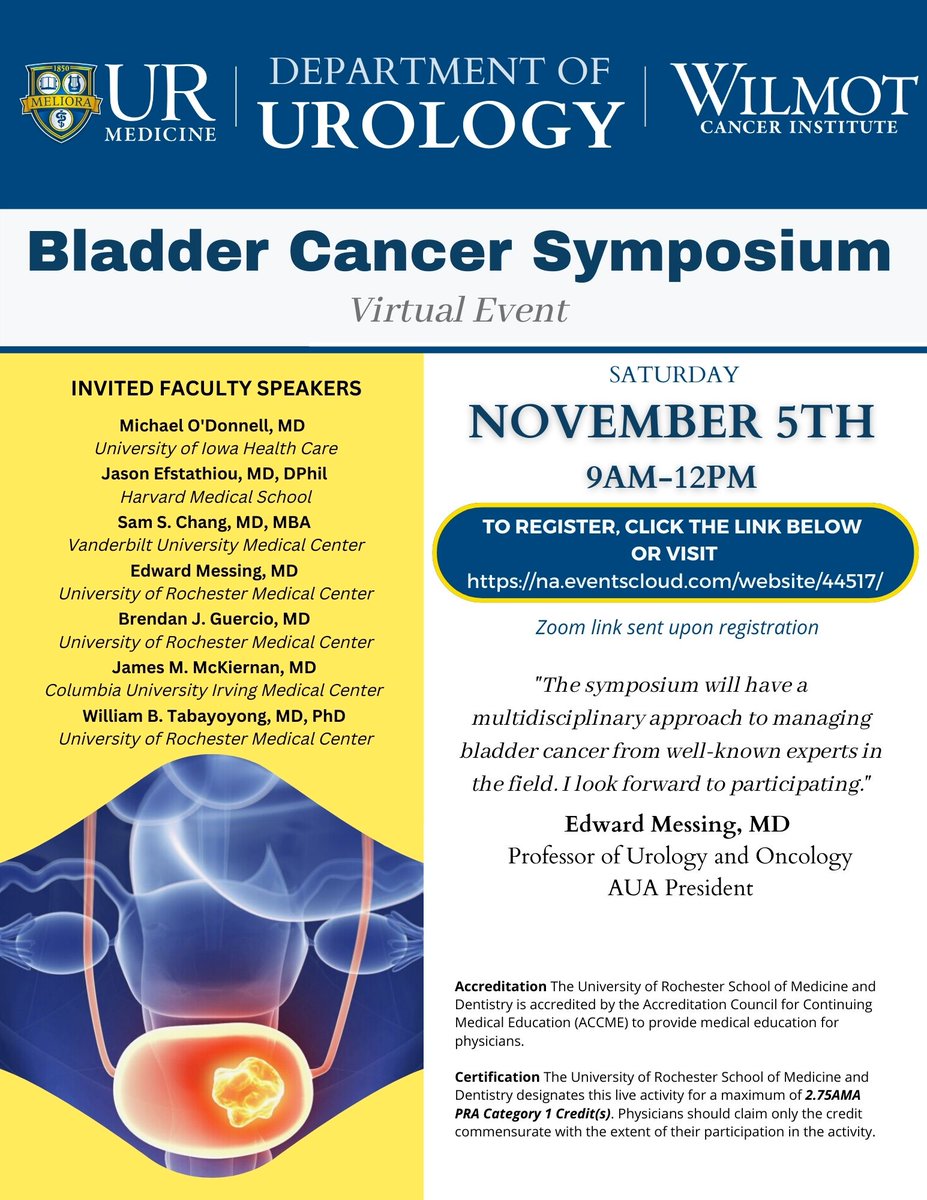 📢📢It's time to register for our 4th Annual Bladder Cancer Symposium! 📢📢Happening Saturday, November 5th, 2022. Register today at na.eventscloud.com/ereg/index.php…