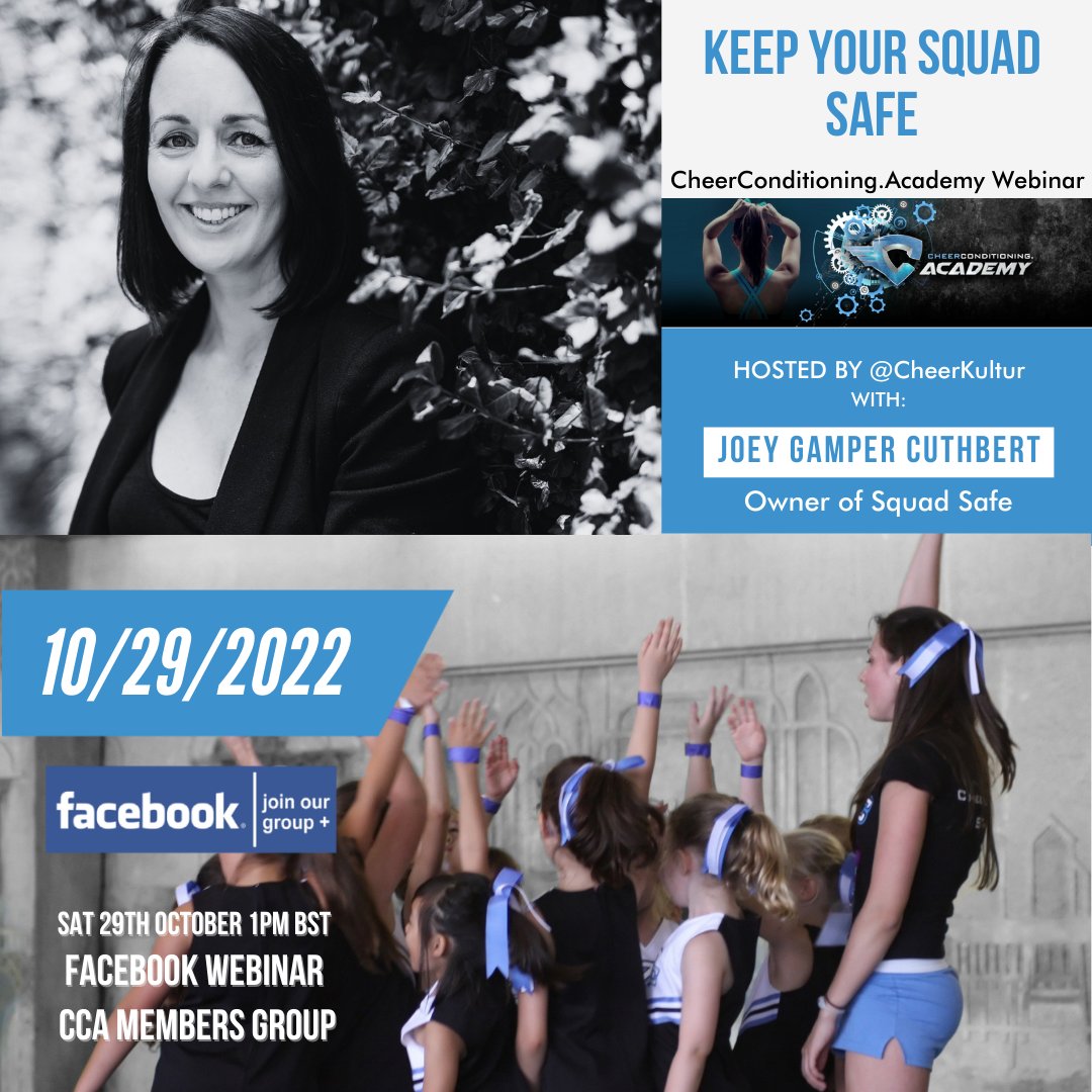 This month we're talking to cheer Safeguarding expert <a href="/GamperJoanna/">Joanna Gamper Cuthbert</a> about what we can do to keep our squads safe.

WHO CAN JOIN? Current or previous members of CheerConditioning.Academy 

NEED HELP ACTIVATING ACCESS? help@cheerconditioning.academy