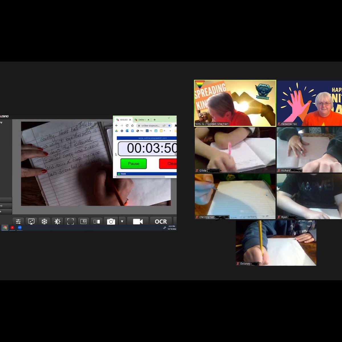 From your admin/instructional teams and office staff at the Nest, to Coach Thompson’s festive socks, Mr. Graham in his best orange, English 6 completing writing seeds on unity &amp; kindness, and all of our students and teachers - even online, we are all UNITED!! 🧡