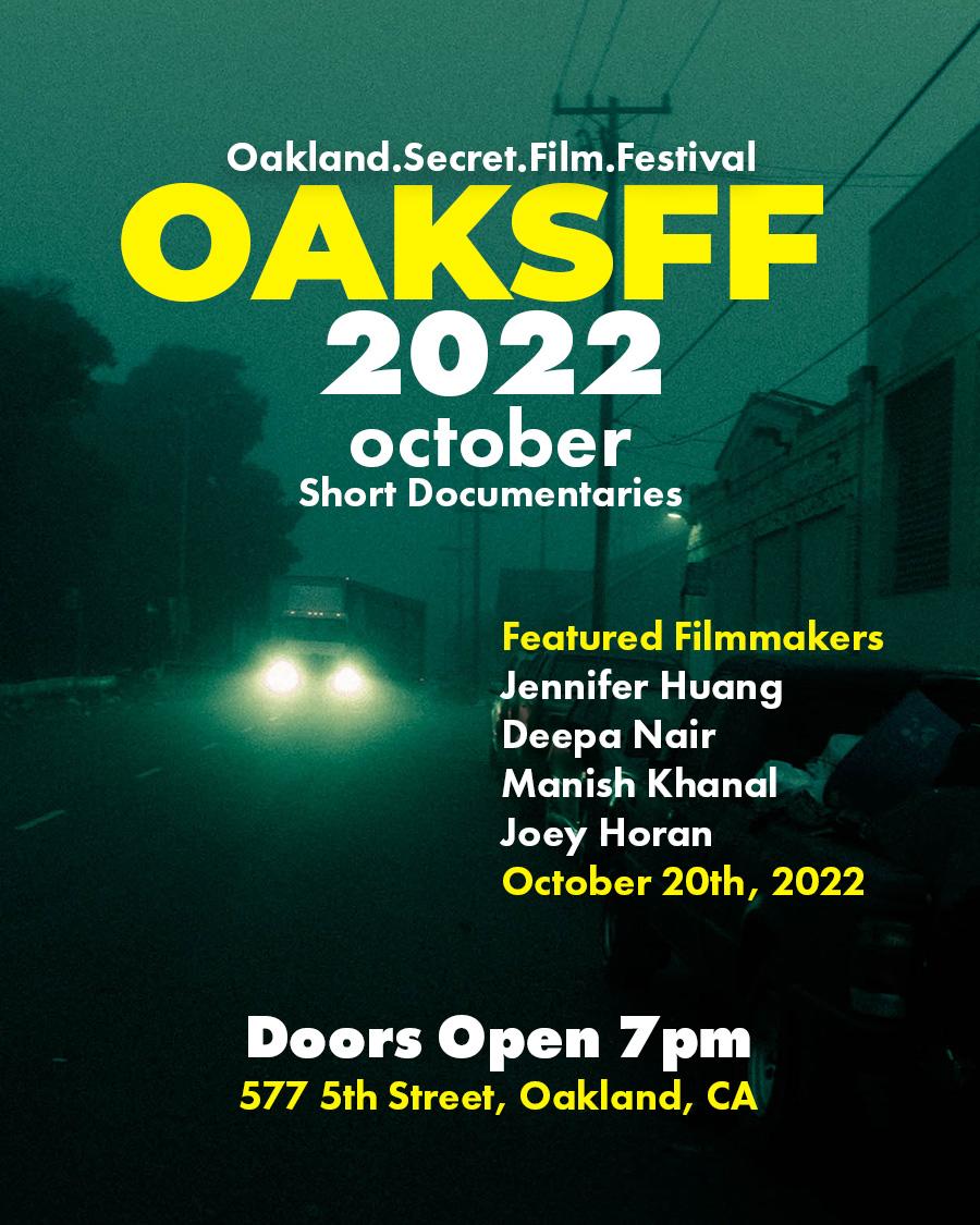 Tomorrow only! Join us for a surprise, secret screening at the #OaklandSecretFilmFestival! Free admission with suggested donation. Local filmmakers in an outdoor venue, dogs welcome! What's going to happen? I don't know! That's why I'm going!
