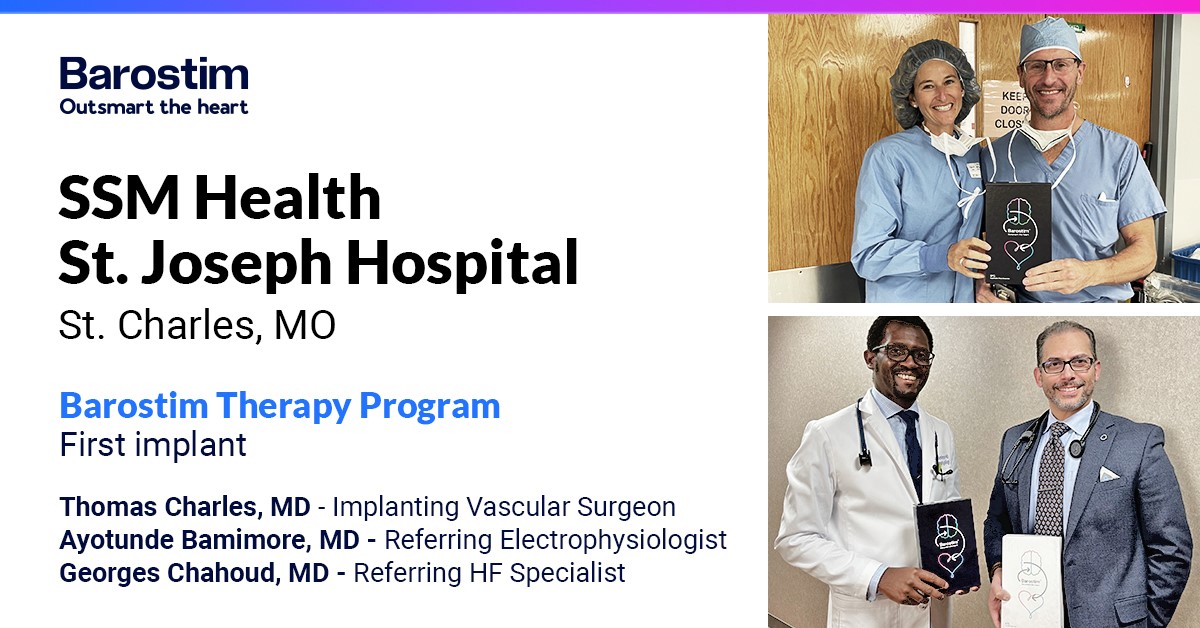 CVRx | Barostim (@cvrx_barostim) on Twitter photo It was wonderful to support Drs. Thomas Charles, Ayotunde Bamimore and Georges Chahoud and team <a href="/SSMHealth/">SSM Health</a> St. Joseph Hospital on their first #Barostim implant!
#OutsmartTheHeart #heartfailure #cardiology #cardiotwitter #epeeps #healthcare #medtech #innovation It was wonderful to support Drs. Thomas Charles, Ayotunde Bamimore and Georges Chahoud and team <a href="/SSMHealth/">SSM Health</a> St. Joseph Hospital on their first #Barostim implant!
#OutsmartTheHeart #heartfailure #cardiology #cardiotwitter #epeeps #healthcare #medtech #innovation