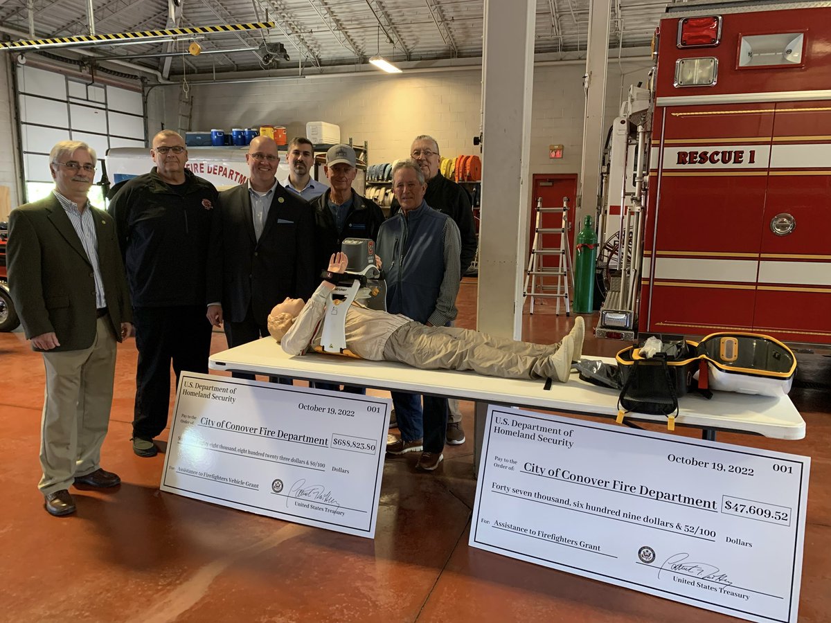 The CFD was honored to host <a href="/PatrickMcHenry/">Patrick McHenry</a> as he presented two FEMA AFG grants totaling $736,433.52 to our department. These grants will be used to purchase a Heavy Rescue truck to replace a 1991 model, a LUCAS Chest Compression Device, and Hurst eDraulic Extrication equipment.