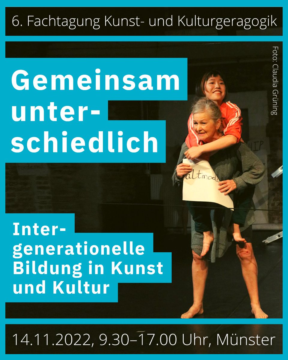 💥 Gemeinsam unterschiedlich. Intergenerationelle Bildung in Kunst- und Kultur 💥 6. Fachtagung Kunst- und Kulturgeragogik, 14.11. <a href="/franzhitzehaus/">Akademie Franz Hitze Haus</a> Münster. Programm &amp; Anmeldung: ibk-kubia.de/angebote/fortb… #fkkg22
#KulturelleBildung #Generationen #Generationenbegegnung