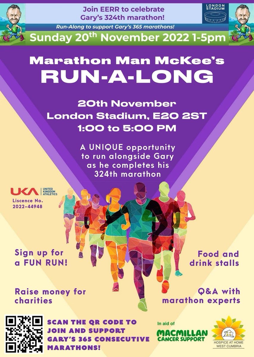 💂🏃🇬🇧 LONDON BABY 🇬🇧🏃💂

On Sunday November 20th, I will be running my 324th Consecutive Marathon around The Olympic Park

You can join me, for any distance you wish by Signing Up Here 👇🏻 eventbrite.co.uk/e/443929062777

Huge Thanks to The East End Road Runners for organising the event