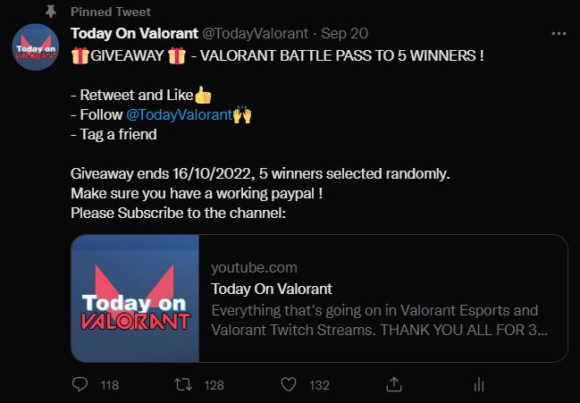 TodayValorant's tweet photo. Hey guys, sorry for the delay 1st of all. Having some personal issues to go through.
🎉GIVEAWAY🎉 Winners will be announced Tomorrow end of day w/1 extra winner.
Thank you all ❤ https://t.co/50JlCBW3ud