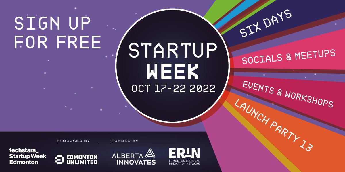Can you believe this year we're celebrating the 9th annual Edmonton Startup Week?! From now until October 22 you can join in workshops, socials and more. Sign up for free today! #yegsw22 edmontonstartupweek.com
