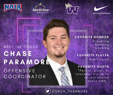 It’s Meet The Coach Wednesday. This week we want to introduce our OC Coach P. A native from Dothan, Alabama, Coach comes to us from SAGU. Coach P brings energy, passion and a wealth of knowledge to our program. We are fortunate to have him lead our offense into battle!