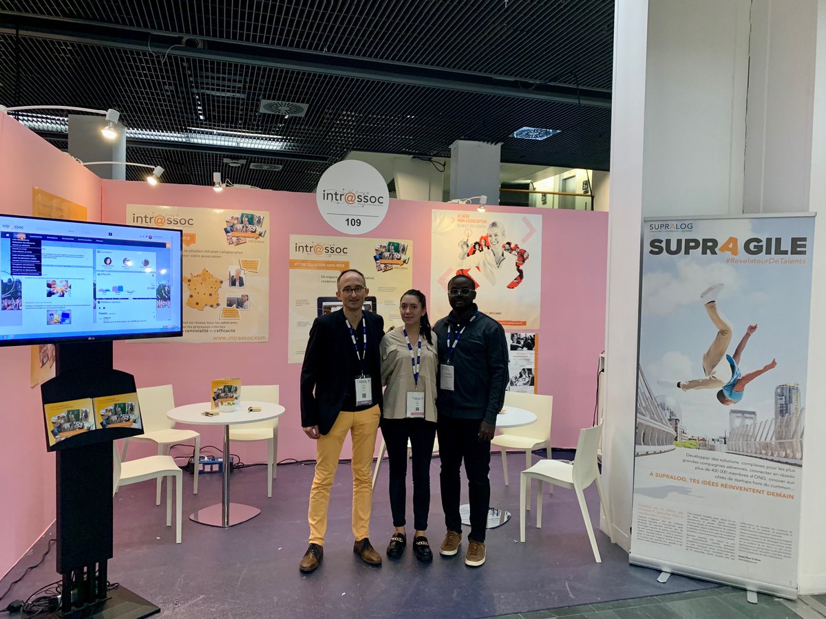 intrassoc's tweet photo. L'équipe de @Supralog et @psalvan vous donnent rendez-vous demain Stand 109 au Palais des Congrès Porte Maillot #Paris à l'occasion du Forum National des #Associations &amp; Fondations ! #FNAF https://t.co/D2UmtYfe1B