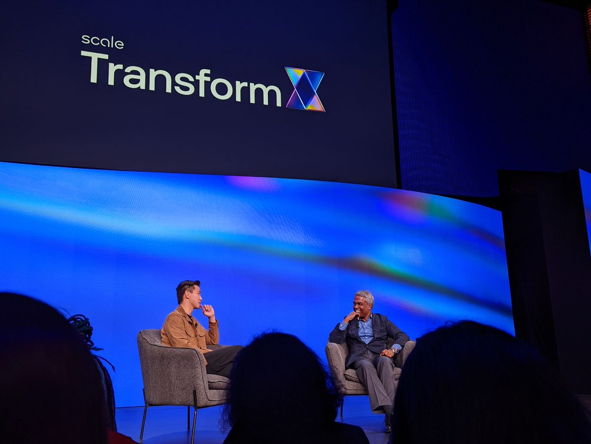 Great conversation with @alexandr_wang at #TransformX today about how @googlecloud is investing in AI capabilities with input from our customers and partners like @scale_AI.