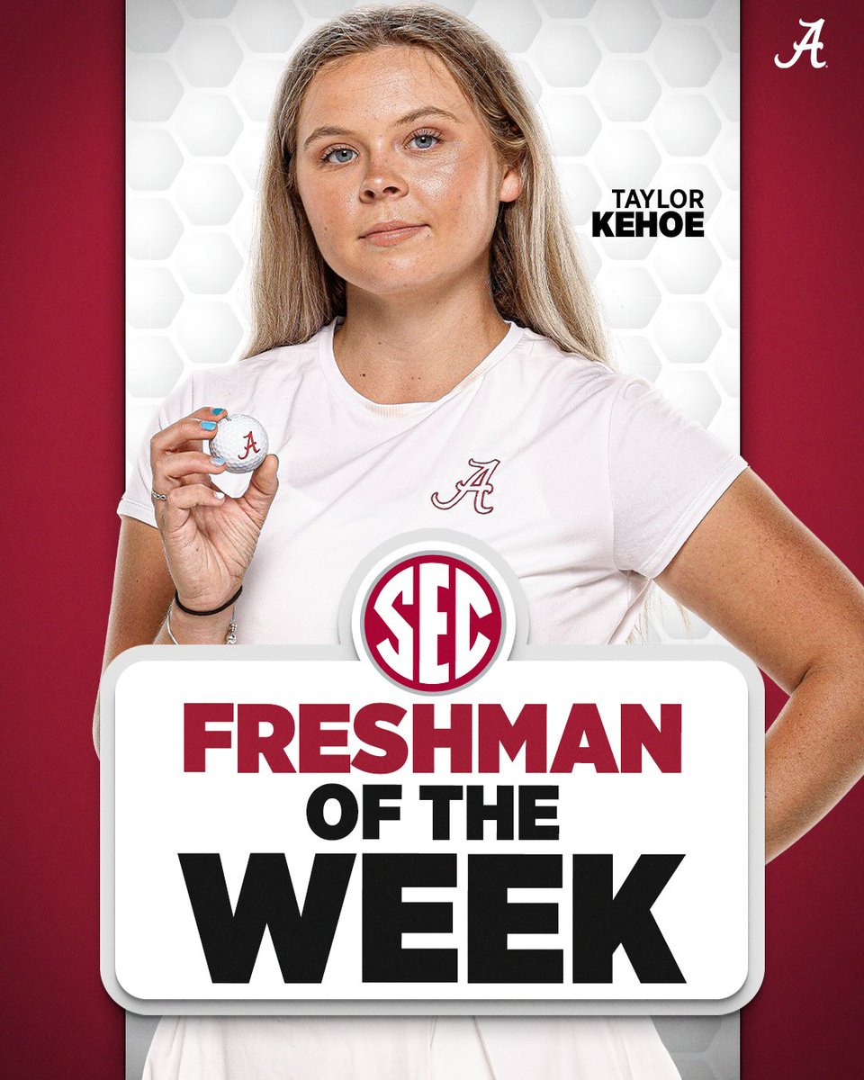 AlabamaWGolf's tweet photo. Make it back-to-back!

Taylor Kehoe is the SEC Freshman of the Week!

🔗 https://t.co/64iP3KHAg8

#RollTide https://t.co/YZaib2mO7Y