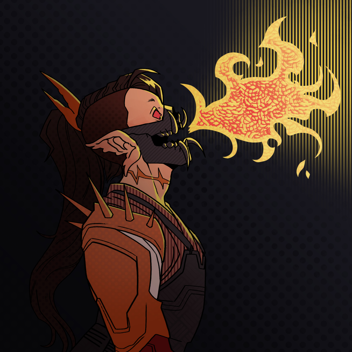 VoxiSour's tweet photo. Day 19 of #blasetober, Blaseball is a Horror Game. Personally I think fire eaters are conceptually terrifying. Just consuming vaporization rays for funsies. https://t.co/eUhEj7rtUN